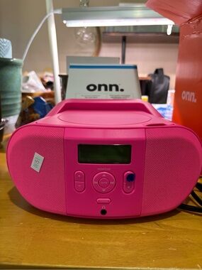 Onn Running Pink Portable CD Player Boombox with Front Controls